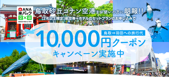 先着100名限定 鳥取砂丘コナン空港 羽田空港 楽天 Ana楽パック が10 000円割引 とっとりずむ