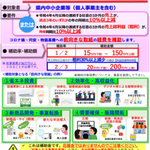 【事業者様向け】1/2 or 2/3補助！新型コロナ・円安・物価高騰対策支援補助金